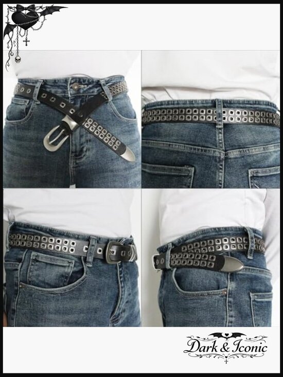 Genuine Leather Studded Punk Belt Y2K Goth Unisex 1.1\